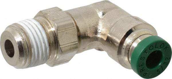 Parker - 5/32" Outside Diam, 1/8 NPTF, Nickel Plated Brass Push-to-Connect Tube Male Swivel Elbow - 300 Max psi, Tube to Male NPT Connection, Buna-N O-Ring - Industrial Tool & Supply