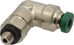 Parker - 1/8" Outside Diam, 10-32 UNF, Nickel Plated Brass Push-to-Connect Tube Male Swivel Elbow - 300 Max psi, Tube to Male UNF Connection, Buna-N O-Ring - Industrial Tool & Supply