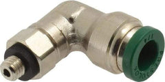 Parker - 1/4" Outside Diam, 10-32 UNF, Nickel Plated Brass Push-to-Connect Tube Male Swivel Elbow - 300 Max psi, Tube to Male UNF Connection, Buna-N O-Ring - Industrial Tool & Supply