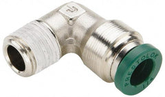 Parker - 5/16" Outside Diam, 1/4 NPTF, Nickel Plated Brass Push-to-Connect Tube Male Elbow - 300 Max psi, Tube to Male NPT Connection, Buna-N O-Ring - Industrial Tool & Supply