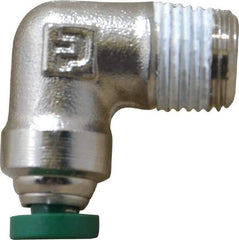 Parker - 1/8" Outside Diam, 1/8 NPTF, Nickel Plated Brass Push-to-Connect Tube Male Elbow - 300 Max psi, Tube to Male NPT Connection, Buna-N O-Ring - Industrial Tool & Supply