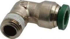 Parker - 1/4" Outside Diam, 1/8 NPTF, Nickel Plated Brass Push-to-Connect Tube Male Elbow - 300 Max psi, Tube to Male NPT Connection, Buna-N O-Ring - Industrial Tool & Supply