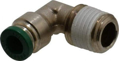 Parker - 1/4" Outside Diam, 1/4 NPTF, Nickel Plated Brass Push-to-Connect Tube Male Elbow - 300 Max psi, Tube to Male NPT Connection, Buna-N O-Ring - Industrial Tool & Supply