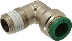 Parker - 3/8" Outside Diam, 1/4 NPTF, Nickel Plated Brass Push-to-Connect Tube Male Elbow - 300 Max psi, Tube to Male NPT Connection, Buna-N O-Ring - Industrial Tool & Supply