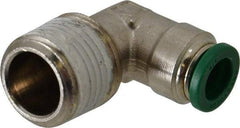 Parker - 3/8" Outside Diam, 1/2 NPTF, Nickel Plated Brass Push-to-Connect Tube Male Elbow - 300 Max psi, Tube to Male NPT Connection, Buna-N O-Ring - Industrial Tool & Supply
