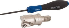 Seco - 1" Cut Diam, 0.027" Max Depth, M12 Modular Connection Indexable High-Feed End Mill - Screw Holding Method, 218.19-100 Insert, R217.21 Toolholder, Through Coolant - Industrial Tool & Supply