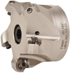 Walter - 4" Cut Diam, 1-1/2" Arbor Hole, 4mm Max Depth of Cut, 43° Indexable Chamfer & Angle Face Mill - 5 Inserts, ODM. 0605.., ODH. 0605.. Insert, Series F4080 - Industrial Tool & Supply