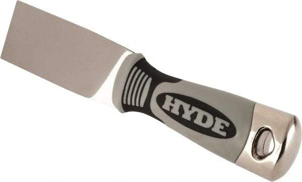 Hyde Tools - 1-1/2" Wide Stainless Steel Putty Knife - Stiff, Cushioned Grip Handle - Industrial Tool & Supply