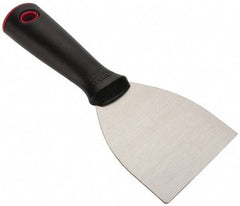 Hyde Tools - Stiff Carbon Steel Chisel Scraper - 3" Blade Width x 3" Blade Length, 4" Long Polypropylene Handle - Industrial Tool & Supply