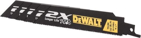 DeWALT - 6" Long x 1" Thick, Bi-Metal Reciprocating Saw Blade - Straight Profile, 14 to 18 TPI, Toothed Edge - Industrial Tool & Supply