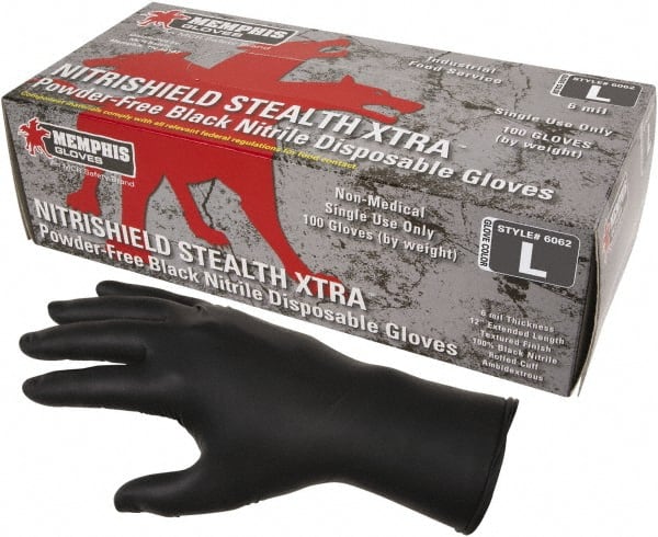 MCR Safety - Size M, 6 mil, Powder Free Nitrile Disposable Gloves - Industrial Tool & Supply