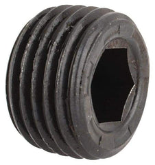 Made in USA - 1/8-27, 1/8" OAL, Alloy Steel Socket Pressure Plug - Uncoated, 7/8" Taper per Foot, 3/16" Hex Key - Industrial Tool & Supply