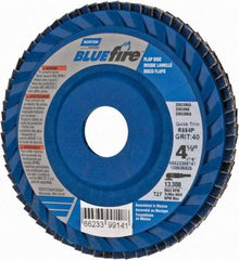 Norton - 40 Grit, 4-1/2" Disc Diam, 7/8" Center Hole, Type 27 Zirconia Alumina Flap Disc - 13,300 Max RPM, Fiberglass Backing, Arbor Attaching System, Coated - Industrial Tool & Supply