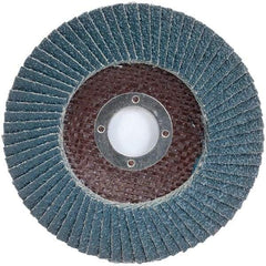 Merit Abrasives - 120 Grit, 7" Disc Diam, 7/8" Center Hole, Type 27 Zirconia Alumina Flap Disc - 8,600 Max RPM, Fiberglass Backing, Arbor Attaching System, Coated - Industrial Tool & Supply