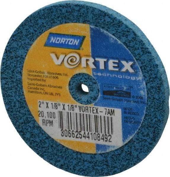 Norton - 2" Diam, 1/8" Face Width, 1/8" Center Hole, Medium Grade, Aluminum Oxide Deburring Wheel - Unitized, Medium Density 7 Grade - Industrial Tool & Supply