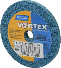 Norton - 2" Diam, 1/8" Face Width, 1/4" Center Hole, Medium Grade, Aluminum Oxide Deburring Wheel - Unitized, Medium Density 7 Grade - Industrial Tool & Supply