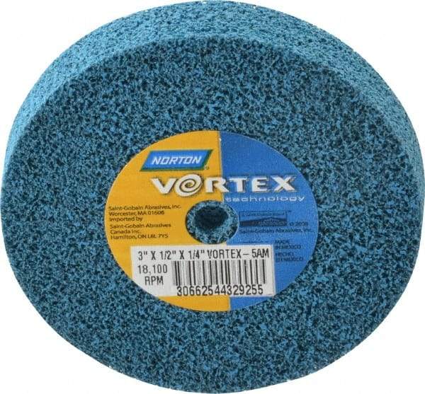 Norton - 3" Diam, 1/2" Face Width, 1/4" Center Hole, Medium Grade, Aluminum Oxide Deburring Wheel - Unitized, Medium Density 5 Grade - Industrial Tool & Supply