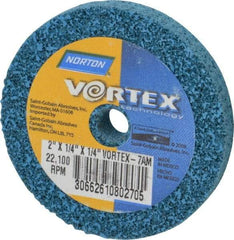 Norton - 2" Diam, 1/4" Face Width, 1/4" Center Hole, Medium Grade, Aluminum Oxide Deburring Wheel - Unitized, Medium Density 7 Grade - Industrial Tool & Supply