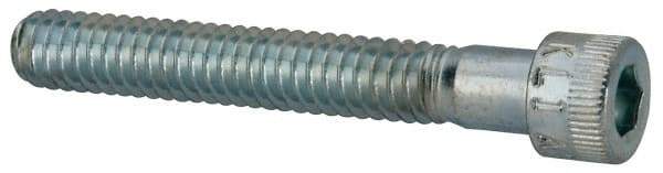Made in USA - 1/4-20 UNC Hex Socket Drive, Socket Cap Screw - Alloy Steel, Zinc-Plated Finish, Partially Threaded, 1-3/4" Length Under Head - Industrial Tool & Supply