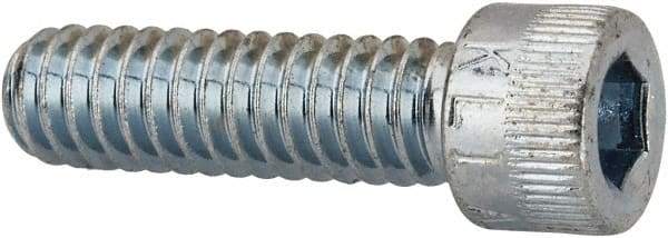 Made in USA - 1/4-20 UNC Hex Socket Drive, Socket Cap Screw - Alloy Steel, Zinc-Plated Finish, Fully Threaded, 7/8" Length Under Head - Industrial Tool & Supply