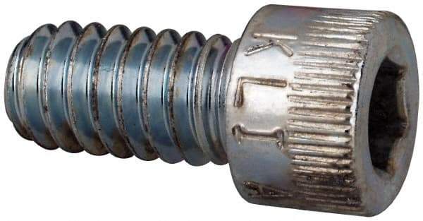 Made in USA - 1/4-20 UNC Hex Socket Drive, Socket Cap Screw - Alloy Steel, Zinc-Plated Finish, Fully Threaded, 1/2" Length Under Head - Industrial Tool & Supply