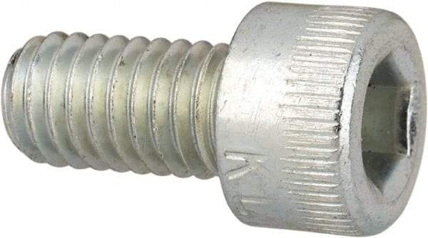 Made in USA - #10-32 UNF Hex Socket Drive, Socket Cap Screw - Alloy Steel, Zinc-Plated Finish, Fully Threaded, 3/8" Length Under Head - Industrial Tool & Supply