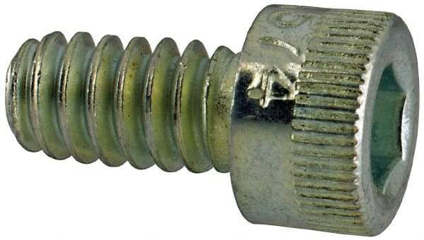 Made in USA - #10-24 UNC Hex Socket Drive, Socket Cap Screw - Alloy Steel, Zinc-Plated Finish, Fully Threaded, 3/8" Length Under Head - Industrial Tool & Supply