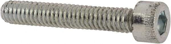 Made in USA - #8-32 UNC Hex Socket Drive, Socket Cap Screw - Alloy Steel, Zinc-Plated Finish, Fully Threaded, 1" Length Under Head - Industrial Tool & Supply