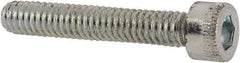 Made in USA - #8-32 UNC Hex Socket Drive, Socket Cap Screw - Alloy Steel, Zinc-Plated Finish, Fully Threaded, 1" Length Under Head - Industrial Tool & Supply