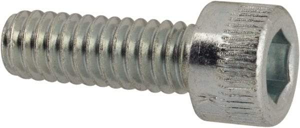Made in USA - #8-32 UNC Hex Socket Drive, Socket Cap Screw - Alloy Steel, Zinc-Plated Finish, Fully Threaded, 1/2" Length Under Head - Industrial Tool & Supply