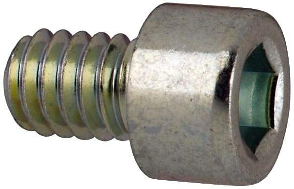 Made in USA - #8-32 UNC Hex Socket Drive, Socket Cap Screw - Alloy Steel, Zinc-Plated Finish, Fully Threaded, 1/4" Length Under Head - Industrial Tool & Supply