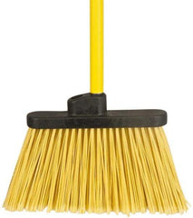 PRO-SOURCE - 12" Wide, Yellow Polypropylene Bristles, 48" Vinyl-Coated Metal Handle, Angled Broom - Flagged - Industrial Tool & Supply
