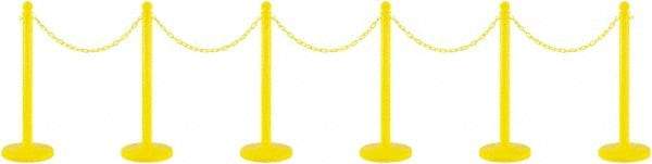 PRO-SAFE - 40" High Plastic Pedestrian Warning Post Kit - 50' Long Rope - Industrial Tool & Supply