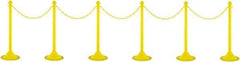 PRO-SAFE - 41" High Plastic Pedestrian Warning Post Kit - 50' Long Rope - Industrial Tool & Supply