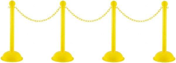 PRO-SAFE - 41" High Plastic Pedestrian Warning Post Kit - 30' Long Rope - Industrial Tool & Supply