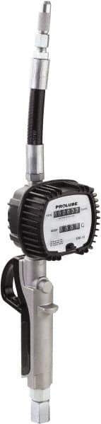 PRO-LUBE - 1/2 Inlet Thread, Mechanical Cast Aluminum Lubricant Meter - 8" Long Spout, FNPT Inlet Thread, Measures in Liters, Quarts - Industrial Tool & Supply