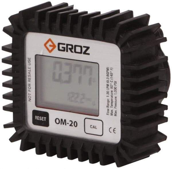 PRO-LUBE - 1/2" NPT Port Electronic Oil Flowmeter - 1000 Max psi, 0.3 to 8 GPM, Aluminum - Industrial Tool & Supply