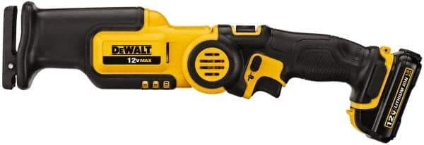 DeWALT - 12V, 0 to 2,700 SPM, Cordless Reciprocating Saw - 9/16" Stroke Length, Lithium-Ion Batteries Included - Industrial Tool & Supply