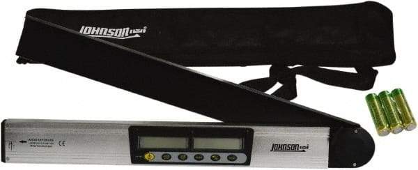 Johnson Level & Tool - 182.5° Measuring Range, Magnetic Base Digital Protractor - 0.10° Resolution, 21 Inch Long Blade, Accuracy Up to 0.10°, (3) AA Batteries Not Included - Industrial Tool & Supply