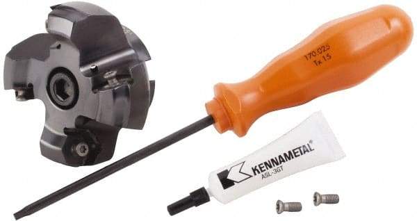 Kennametal - 4 Inserts, 2.746" Cutter Diam, 0.087" Max Depth of Cut, Indexable High-Feed Face Mill - 3/4" Arbor Hole Diam, 1.595" High, KSHR Toolholder, HNGJ 0905.. Inserts, Series Dodeka High-Feed - Industrial Tool & Supply