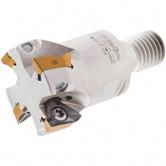 Iscar - 1" Cut Diam, 0.315" Max Depth of Cut, 3/4" Shank Diam, 3.38" OAL, Indexable Square Shoulder Helical End Mill - HM390 TPKT 1003PDR Inserts, Weldon Shank, 0° Lead Angle, Through Coolant, Series HeliIQMill - Industrial Tool & Supply