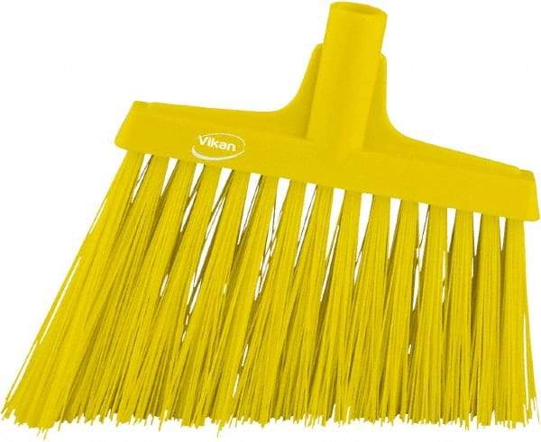 Vikan - 9-1/2" Wide, Yellow Synthetic Bristles, Angled Broom - Industrial Tool & Supply