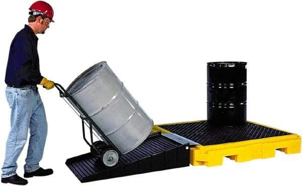 UltraTech - 75 Gal Sump, 9,000 Lb Capacity, 4 Drum, Polyethylene Spill Deck or Pallet - 63" Long x 62" Wide x 9" High, Liftable Fork, Low Profile, 2 x 4 Drum Configuration - Industrial Tool & Supply