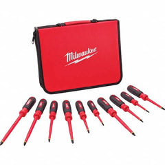 Milwaukee Tool - Screwdriver Sets Screwdriver Types Included: Insulated Slotted; Phillips; Square Number of Pieces: 10 - Industrial Tool & Supply
