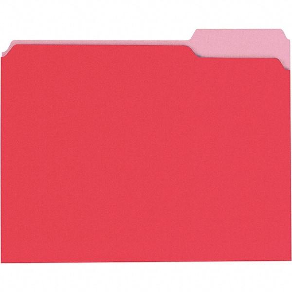 Universal One - 8-1/2 x 11", Letter Size, Red/Light Red, File Folders with Top Tab - 11 Point Stock, 1/3 Tab Cut Location - Industrial Tool & Supply