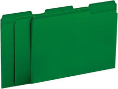 UNIVERSAL - 8-1/2 x 11", Letter Size, Green, File Folders with Top Tab - 11 Point Stock, 1/3 Tab Cut Location - Industrial Tool & Supply