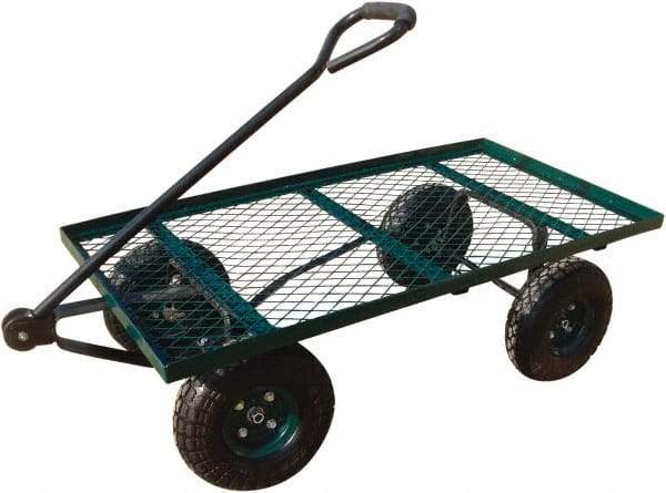Sandusky Lee - 800 Lb Capacity Steel Wagon Truck - Steel Deck, 36" OAW, 60" Platform Length, Rubber Casters - Industrial Tool & Supply