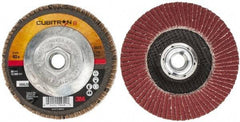 3M - 40 Grit, 4-1/2" Disc Diam, 5/8-11 Center Hole, Type 29 Ceramic Flap Disc - 13,300 Max RPM, Cloth Backing, Arbor Attaching System, Coated - Industrial Tool & Supply