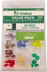 Littelfuse - Fuse Service Kits Compatible Fuse Class: ATO Includes: 5 each of 3, 5, 7.5, 10, 15, 20, 25, 30 amp mini fuses and one tester/puller - Industrial Tool & Supply