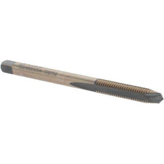 Made in USA - #6-40 UNF, 2 Flute, Bright Finish, High Speed Steel Spiral Point Tap - Plug Chamfer, Right Hand Thread, 2" OAL - Exact Industrial Supply